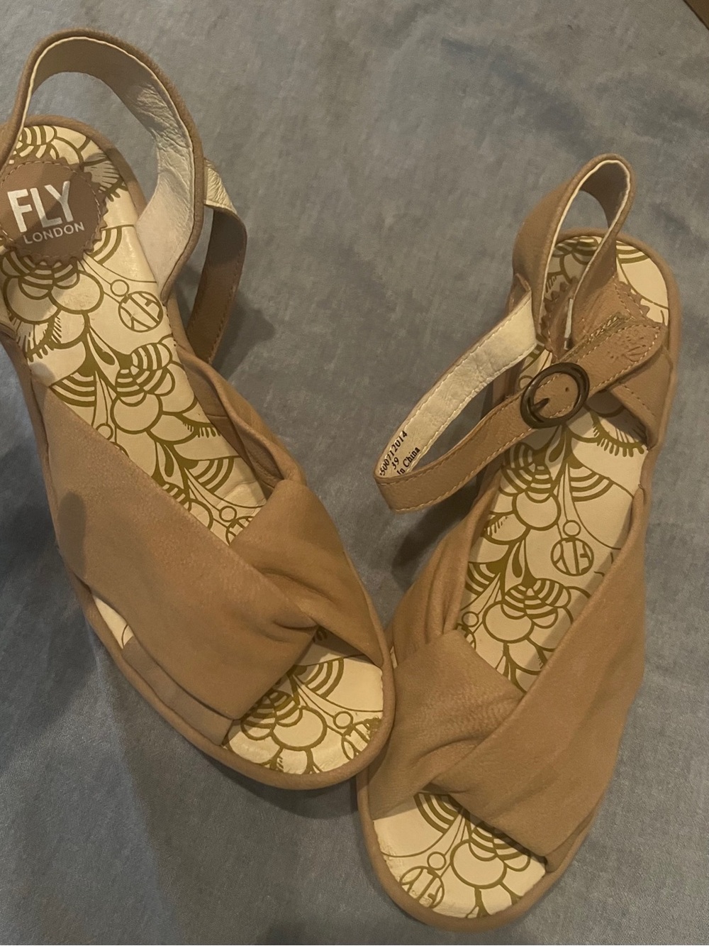 Fly London Beige Knotted Slingback Sandals